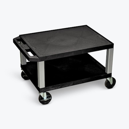 Fine-Line 16 in. Two Shelves AV Cart with Nickel Legs, Black FI3035335